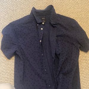 navy rvca patterned button up short sleeve